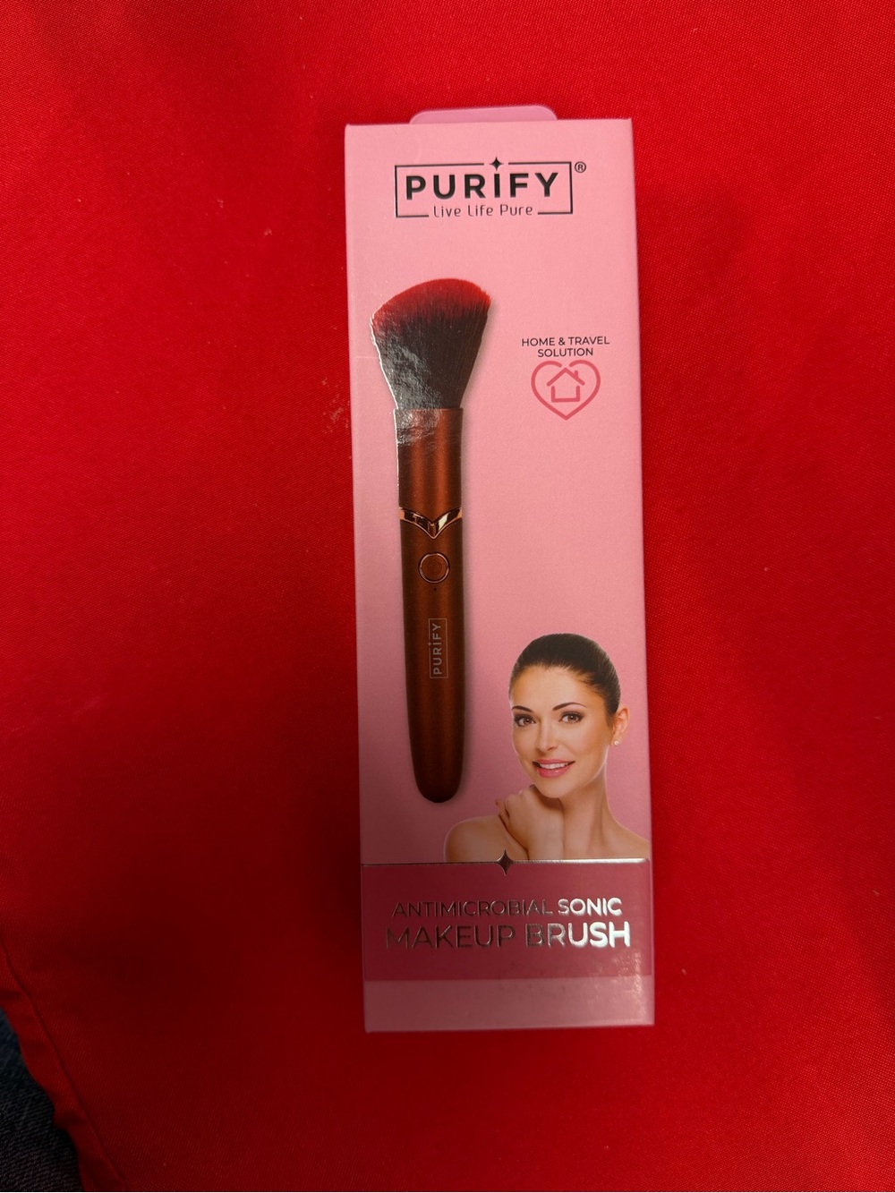 Sonic Makeup Brush — Pink Handle with Red-Tip Bristles
